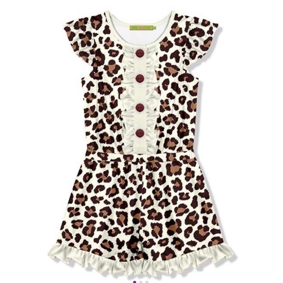 Cream & Brown Leopard Button-Front Romper
